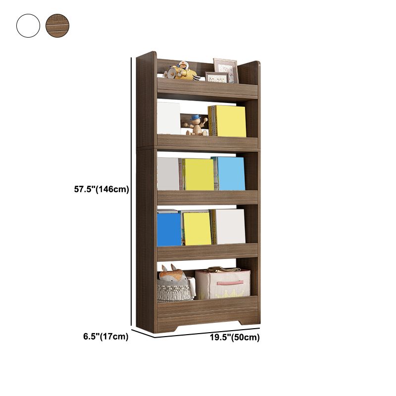 Modern Engineered Wood Bookshelf Standard Vertical Bookcase in Burnish