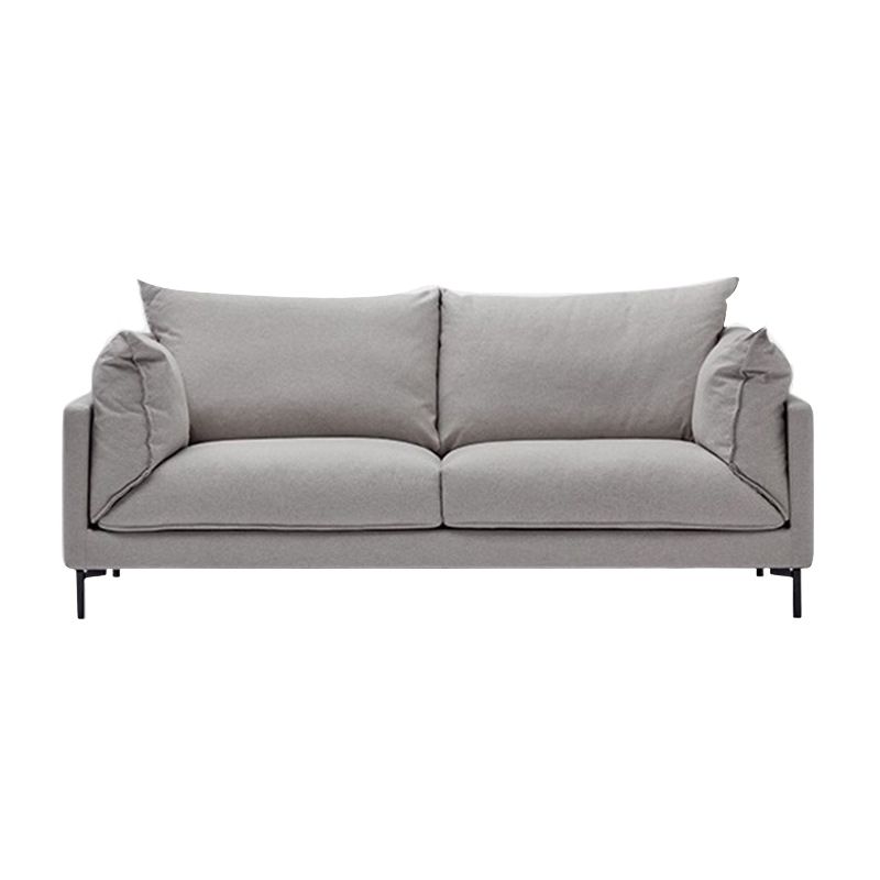 Contemporary Fabric Square Arm Loveseat Standard Loose Back Setee