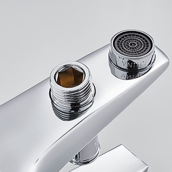 Contemporary Wall Mounted Bathroom Faucet Lever Handles 2 Hole Faucets Brass Faucet