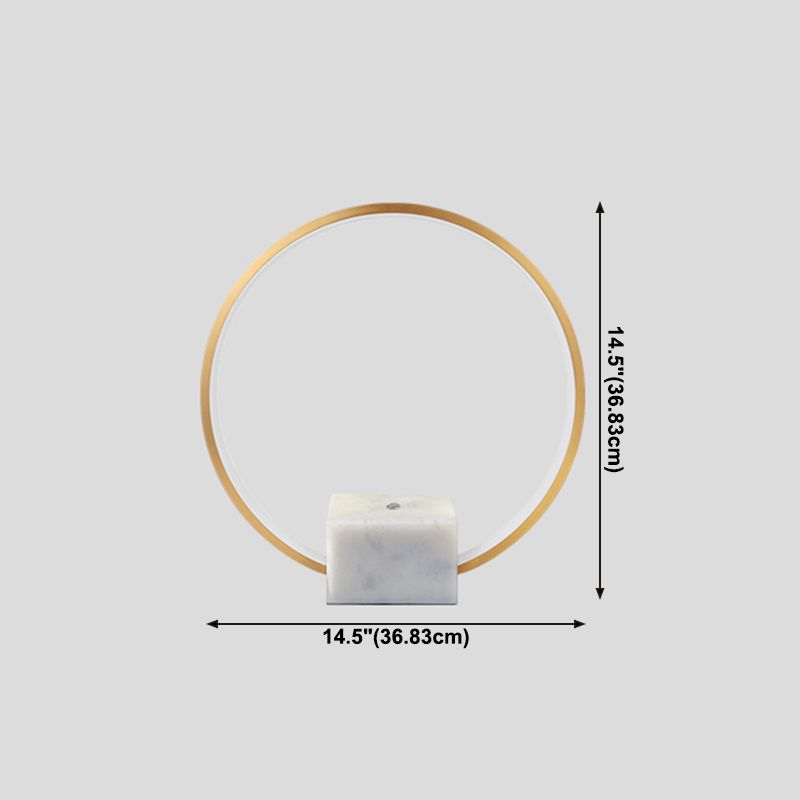 Modern Style Circle Shape Table Lamp Metal 1-Light Night Table Lamp in White
