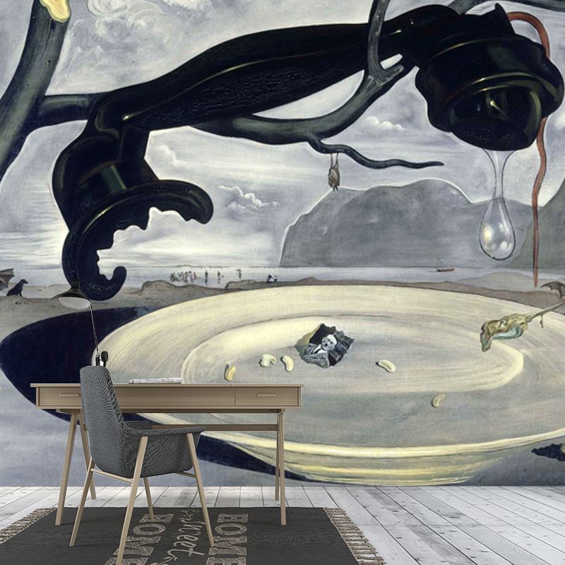 Surreal Enigma of Hitler Mural in Grey Living Room Wall Art, Custom Size Available