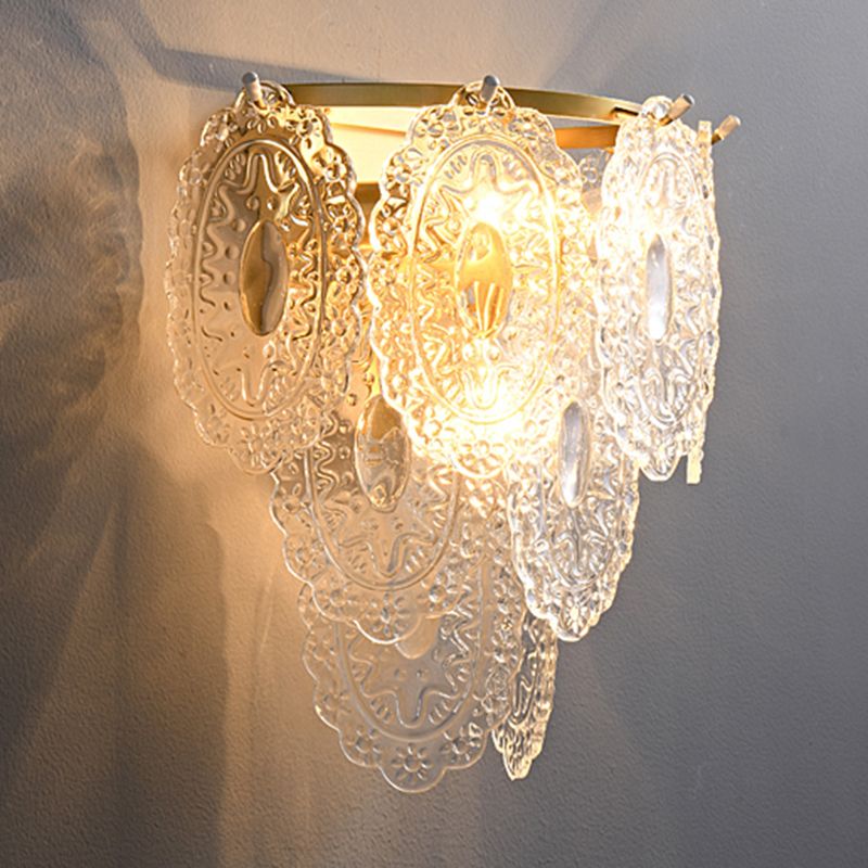 Contemporary Clear Shade Wall Sconce Lighting Unique Shade Wall Lamp for Bedroom