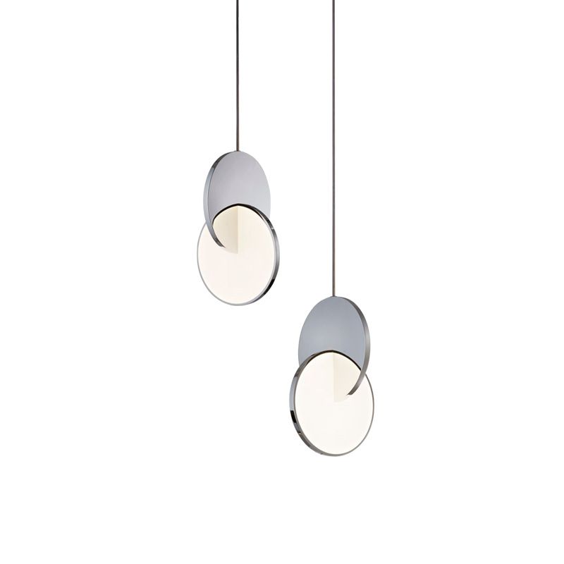 Double Round Shape LED Pendant Lamp Modern Minimalist Metal Hanging Lamp for Living Room