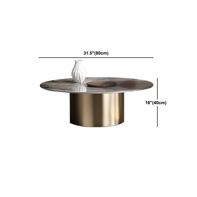 Luxurious Round Stone Coffee Table Set Pedestal Dia 31.5" Cocktail Table