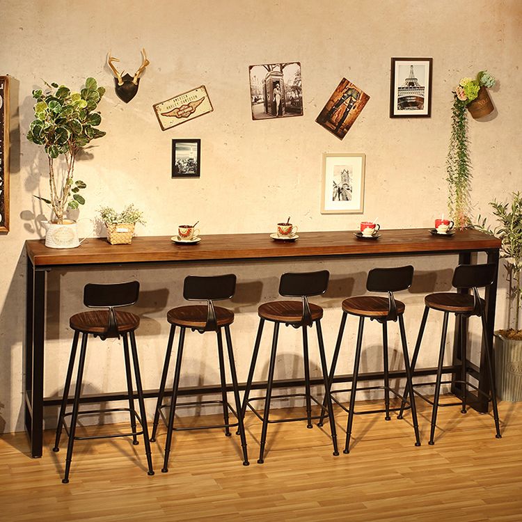 Industrial 1/6/11 Pieces Bar Table Set Rectangle Pine Wood Counter Table with Stools