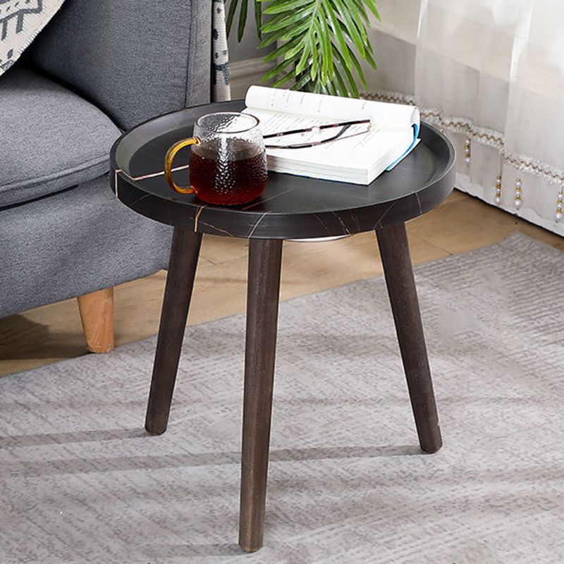 Modern Round/Oval Wood End Table Tray Top Sofa Side Table in Black/White/Brown