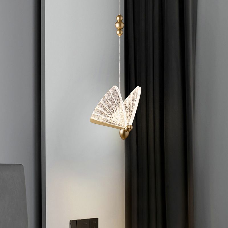 1-Light Acrylic Suspended Lighting Fixture Modern Pendant Light Kit for Bedroom