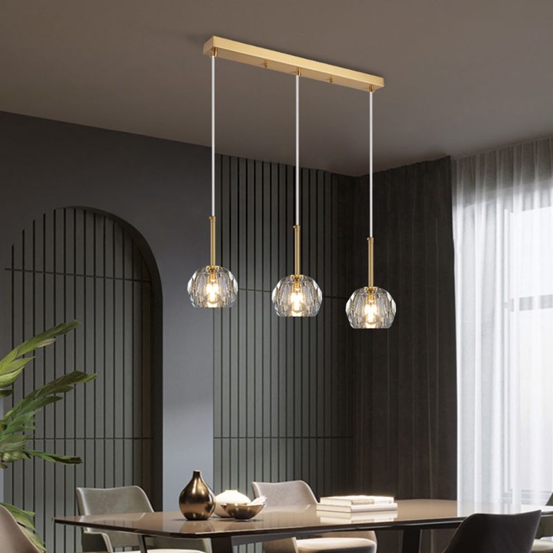 Balle Shade Dining Room Suspension lampe cristal Minimaliste Lumière suspendue en or