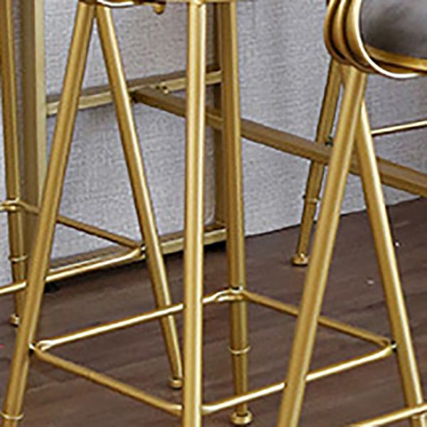 Nordic Backrest Armless Counter Stool Iron Kitchen Bar Stool with Gold Base