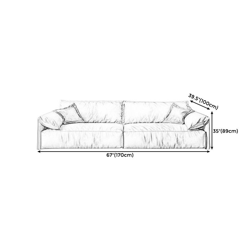 Leather Square Arm Loveseat Standard Loose Back Settee Furniture