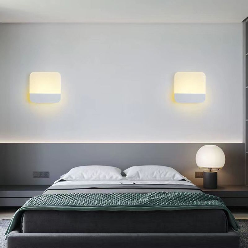 1 Light Geometric Flush Mount Wall Sconce Contemporary Metal Wall Light Sconces