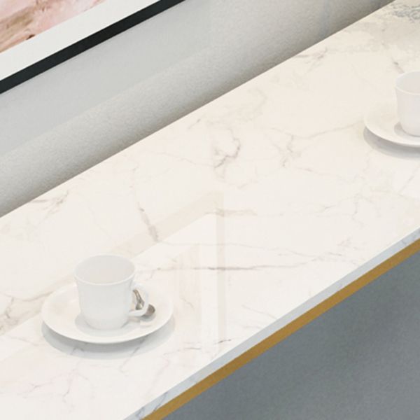 Glam Rectangle Counter Table White and Gold Trestle Stone Dinette Table