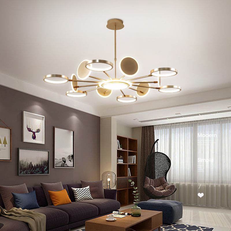 Contemporary Unique Iron LED Chandelier Light Fixtures Multi Head Hanging Chandelier for Restaurant