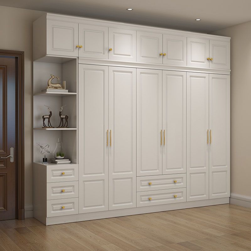 Manufactured Wood White Wardrobe for Home Modern Cabinet with Drawers