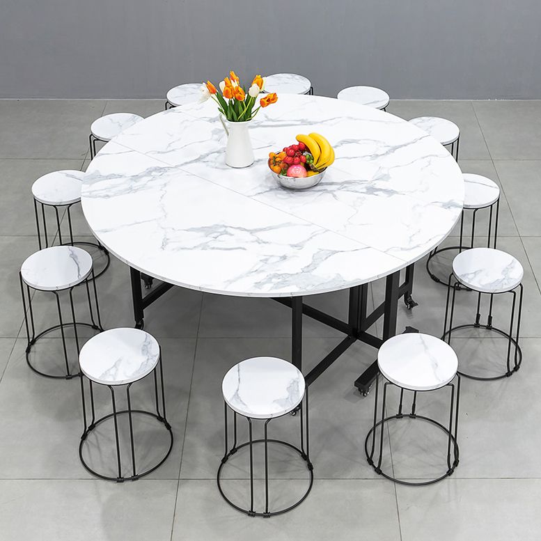 Mid-Century Round MDF Dining Table Standard Dining Table for Kitchen