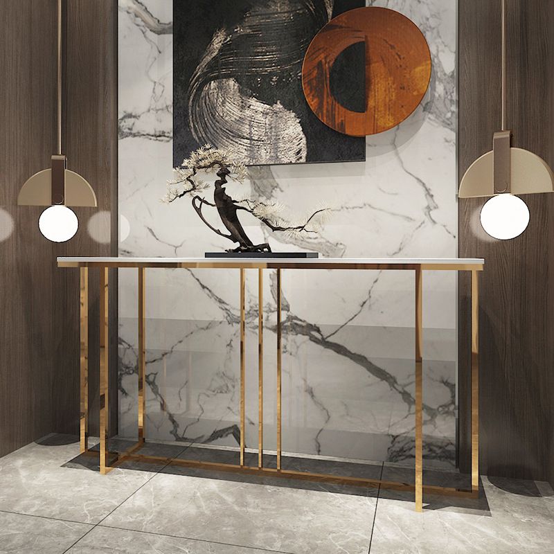 Glam Marble Console Table Rectangle Console Sofa Table for Hall