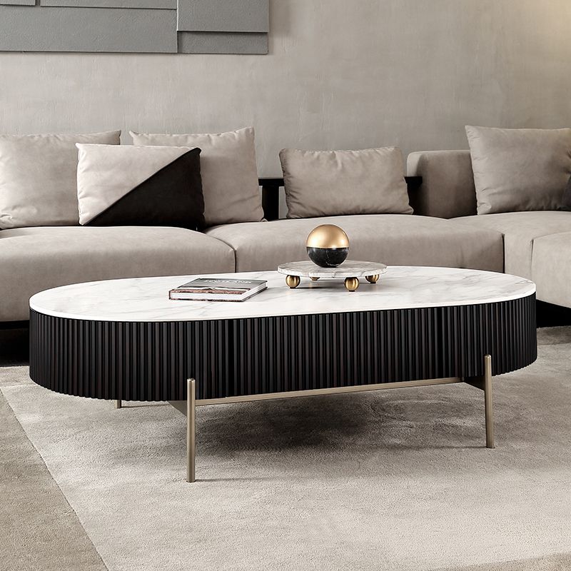 Modern Style Round White Black Metal Four-legged Coffee Table