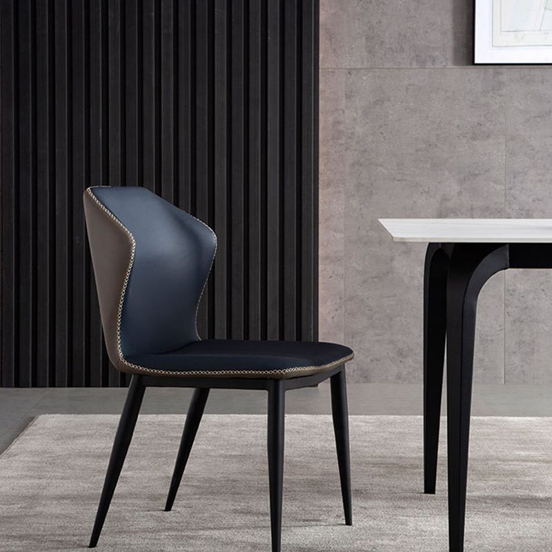 Industrial Wingback Side Chair Faux Leather Armless Dining Chairs