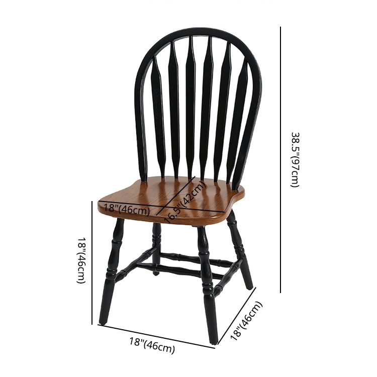 Solid Wood Traditional Dining Room Chair Matte Finish Windsor Back Side Chair