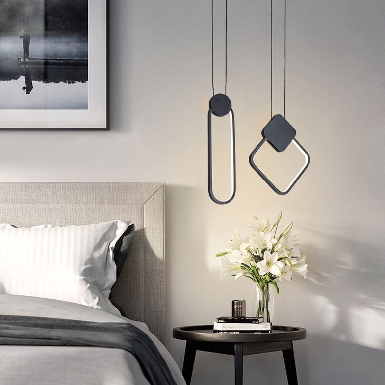 Minimalismus -LED -Pendellichtkit Black Geometrisches hängendes Lichtkit mit Metallschatten