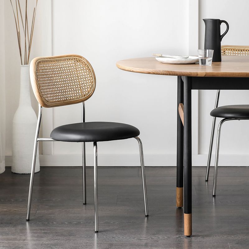 Open Back Side Chair Industrial Armless PU Leather Dining Chairs