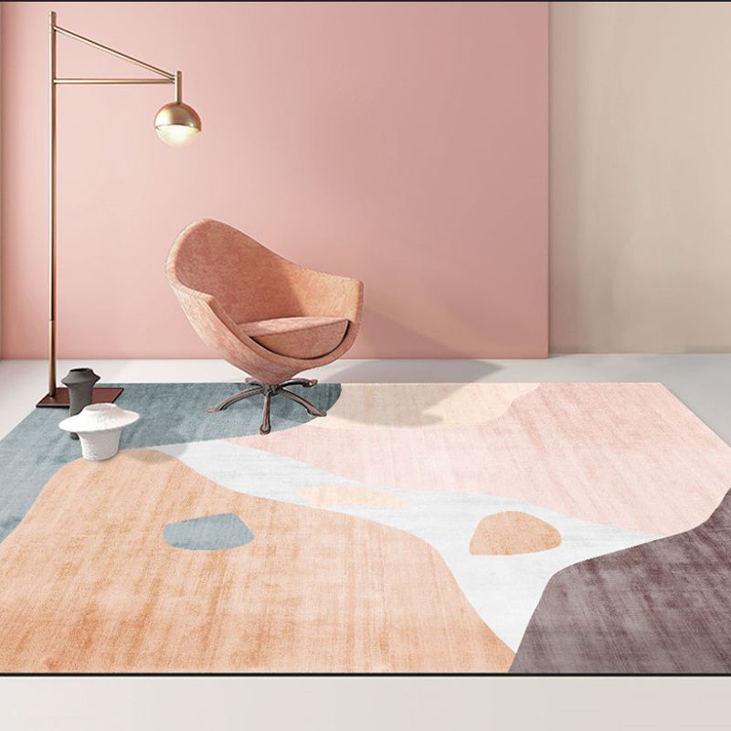 Gold Striped Rug Polyester Modern Indoor Rug Washable Rug for Home Decoration