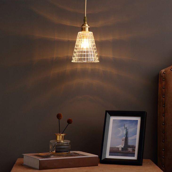 Glass Barrel Shade Hanging Lights Modern Style 1 Head Hanging Mount Fixture for Bedroom