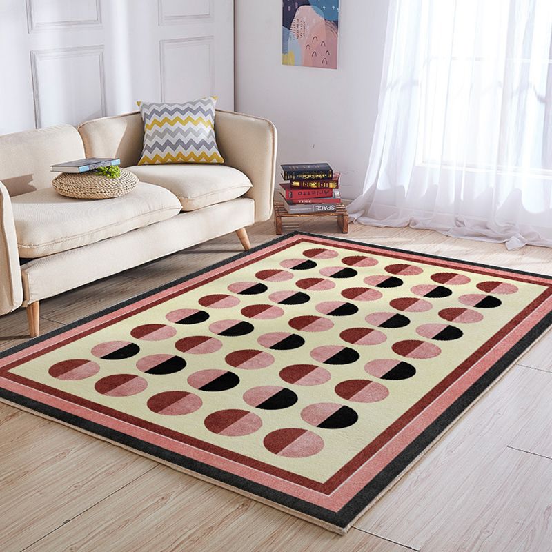 Green Modern Rug Polyester Grid Area Rug Stain Resistant Rug for Living Room