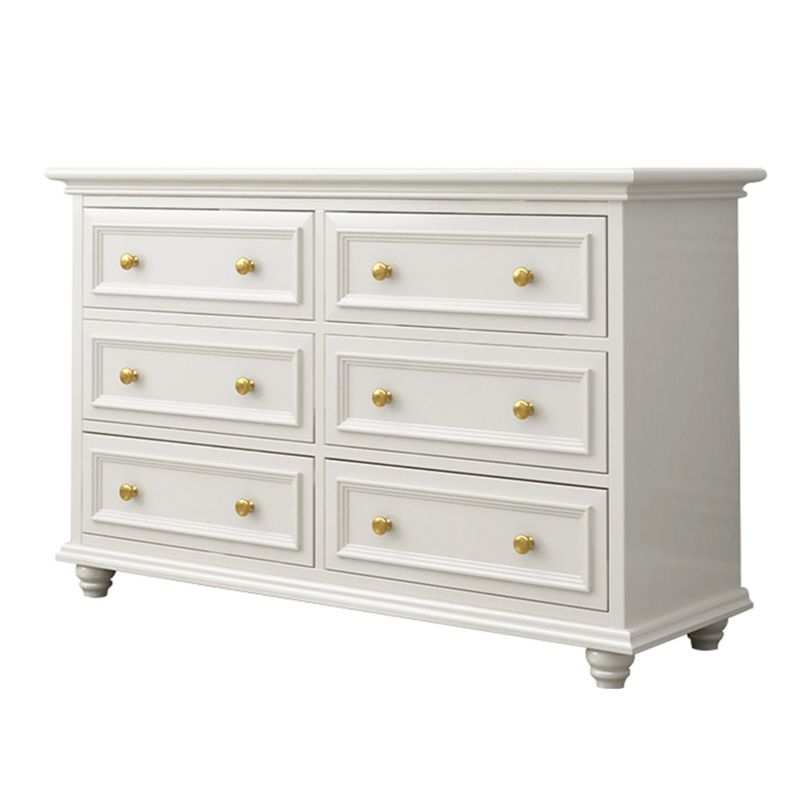 Glam White Wooden Horizontal Storage Chest with Drawers for Home