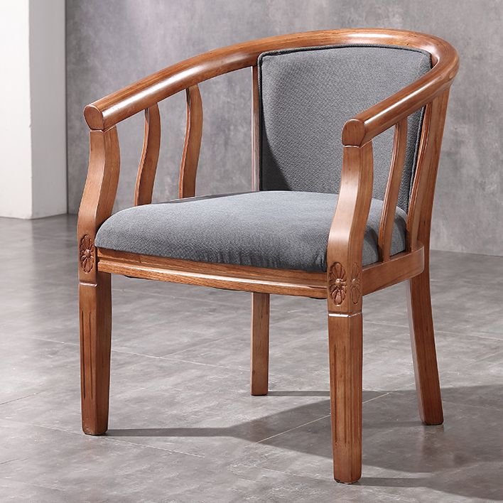 Silla sin brazos de comedor de madera tradicional, silla de comedor de tela de lino para restaurante
