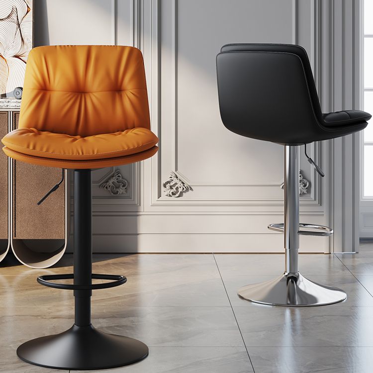 Scandinavian Adjustable Height Bar Stool Leather Upholstered Bar Stool