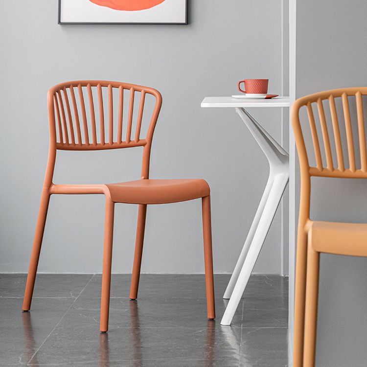 Chaise de salle à manger en plastique de Style nordique, chaise latérale à dossier à lattes pour usage domestique