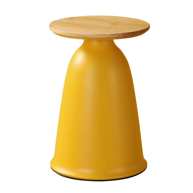 17.7"/21.6" Tall Mental Pedestal End Table Wood Round Side End Table