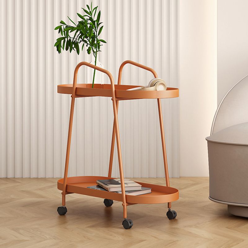 Mid-Century Metal End Side Table Oval 2-Tier Corner Table with Storage