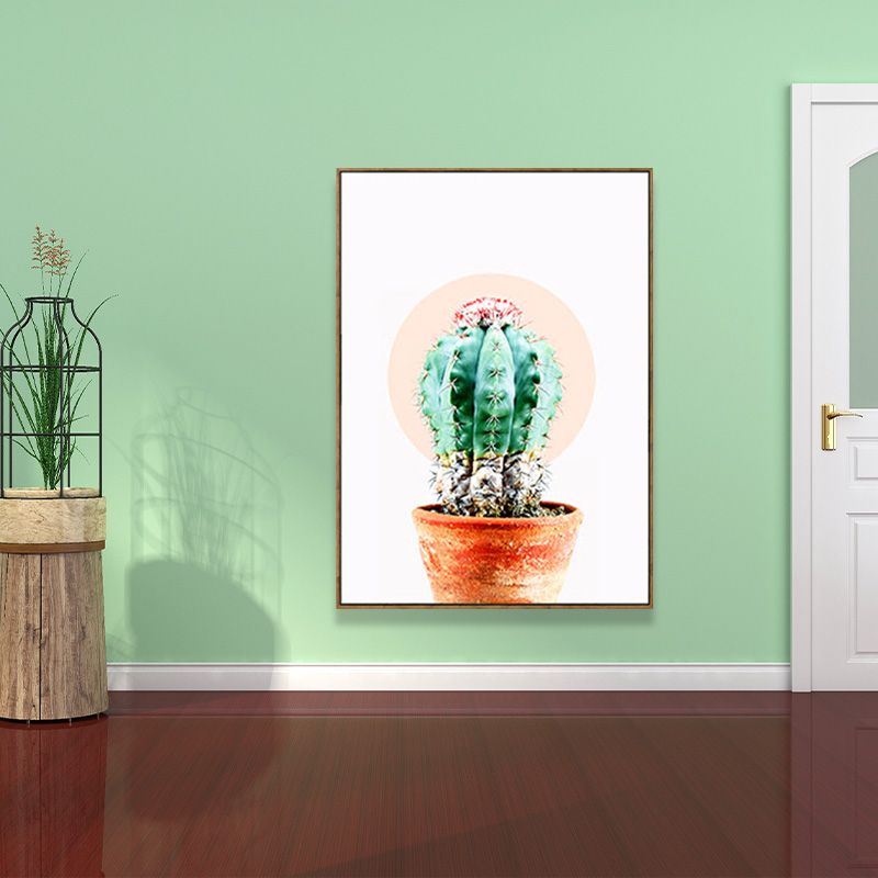 Minimalistischer Kaktus-Leinwanddruck in sanften Farben für die Wanddekoration im Wohnzimmer, mehrere Größenoptionen