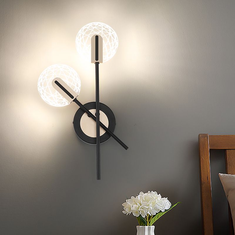 Zwart afgeronde wandlamp beboeting Moderne LED metalen wand SCONCE -verlichting in warm/wit licht