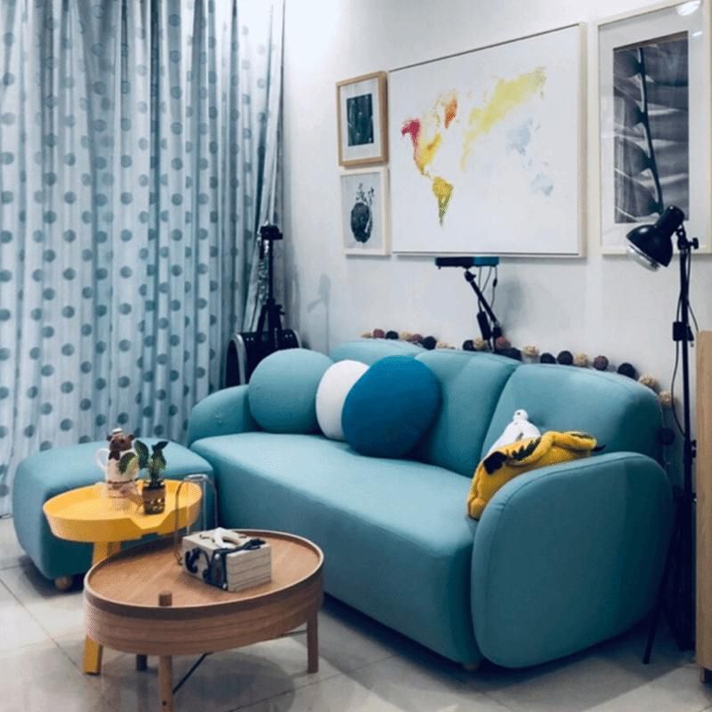 Ultra-Modern Cushions Rolled Arm Living Room Stationary Settee