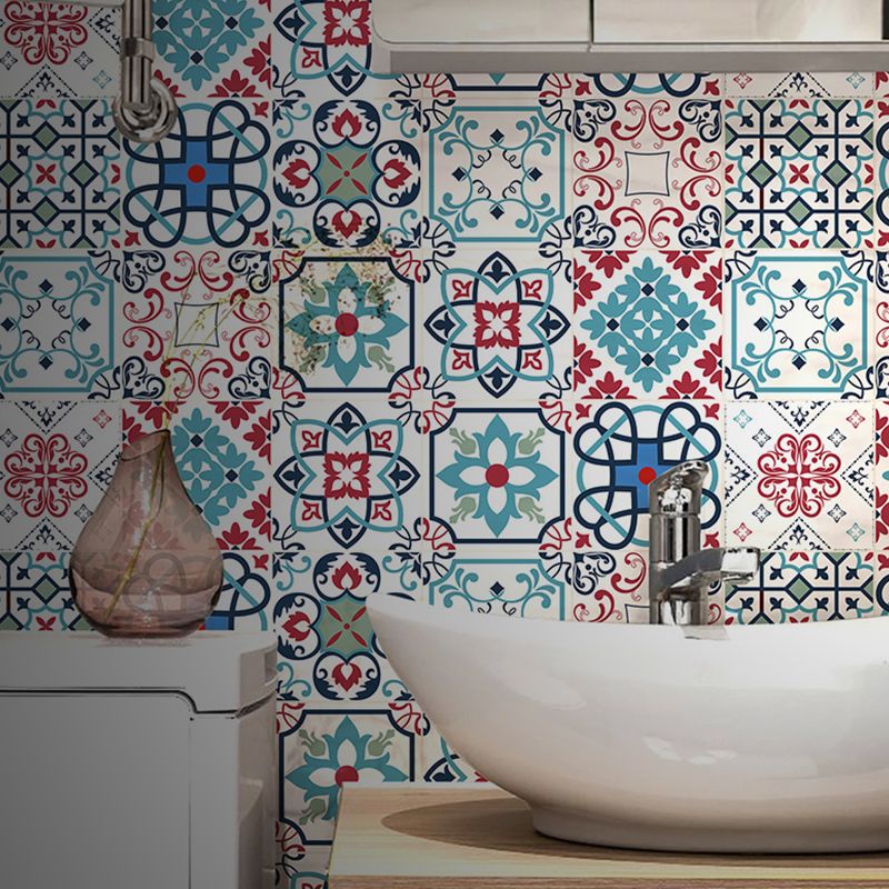 Mosaic Tiles Wallpaper Panel Set Peel and Paste Bohemian Bathroom Wall Decor, 3.5' L x 23.5" W