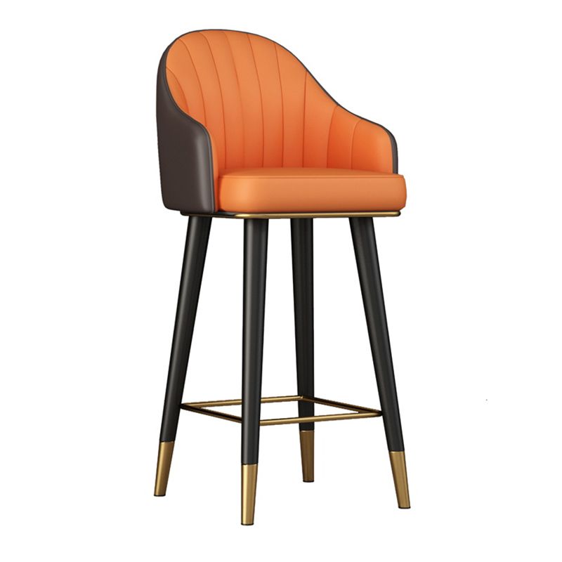 Glam Backrest Bar Stool Leather Counter Stool with Metal Legs