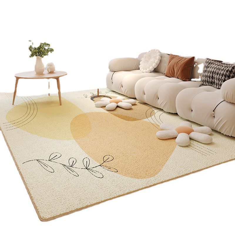 Lambswool Rectangle Color Block Calming Non-Slip Backing Living Room Area Rug