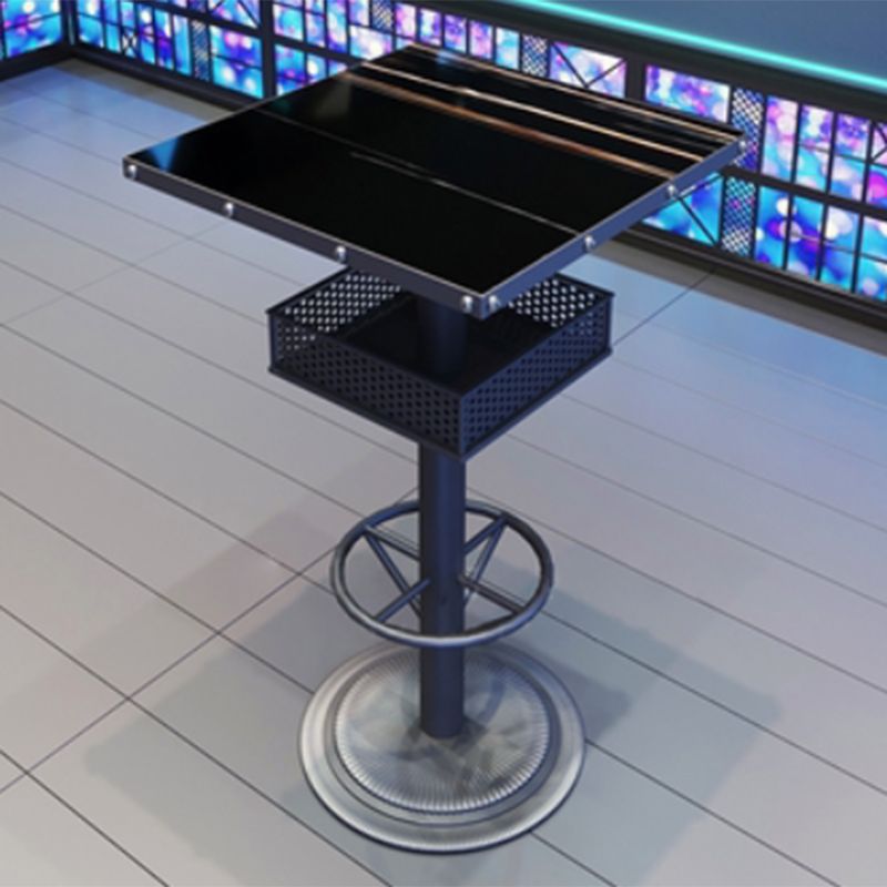 Industrial Style Bar Wine Table Black Bar Dining Table with Storage