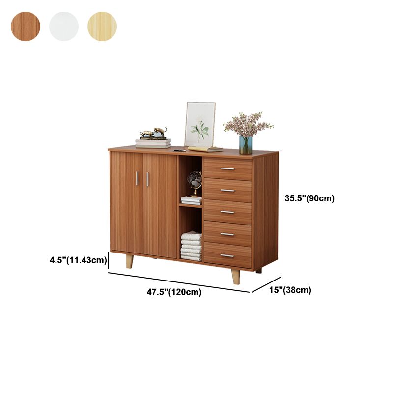 Rectangle Wood Accent Cabinet with 5 Drawers and Straight Legs Side Cabinet