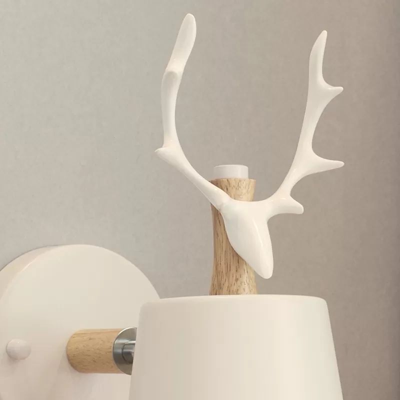 Rotatable Contemporary Antlers Wall Sconce Metal 1 Light White Wall Lamp for Hallway