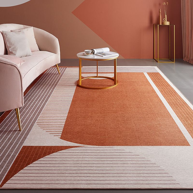 Red Striped Pattern Rug Polyester Modern Rug Pet Friendly Washable Non-Slip Area Rug for Living Room