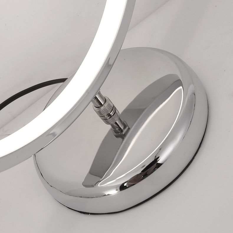 Chrome Ring Shaped Night Stand Lamp Simple Style Metal LED Table Light