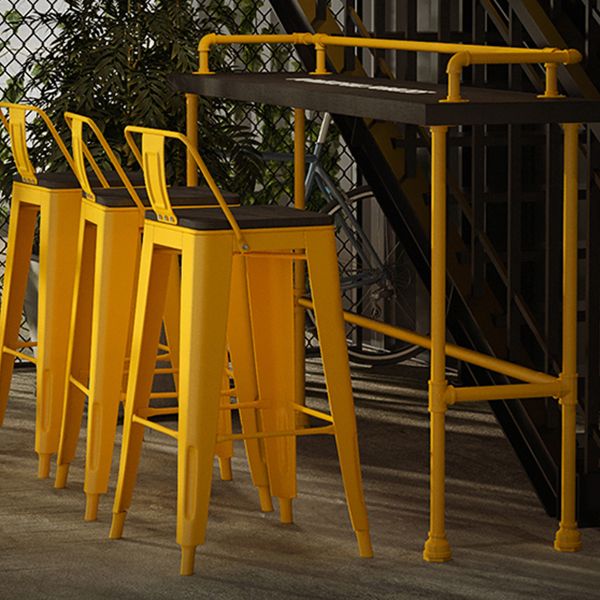 Solid Wood Top Bar Table Black Rectangle Bar Height Pub Table with Metal Base