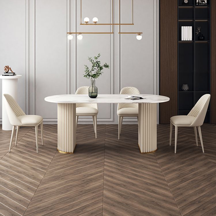 Traditionele luxe eettafel Ovaal Dubbele voetstuk Dining Site Tafel voor eetkamer