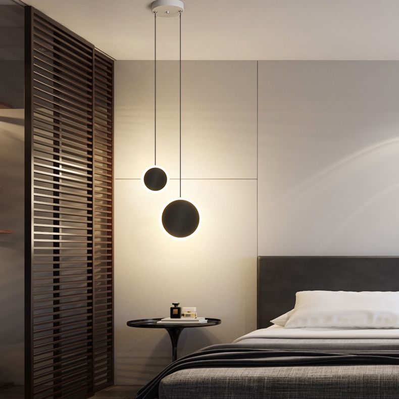 Aluminium 2-Light Circle Pendant Light Modern Modern Down Lighting pour la chambre