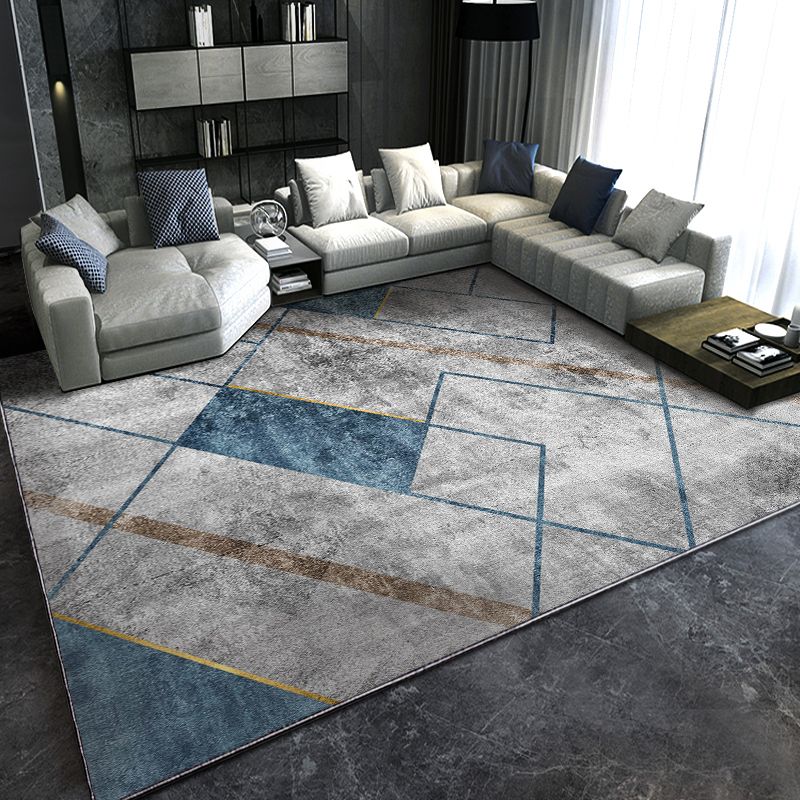 Modern Triangle Print Rug Polyester Indoor Carpet Stain Resistant Area Rug for Living Room