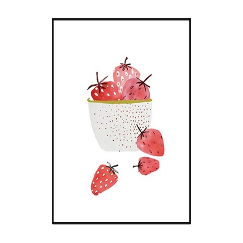 Fruit Print Wall Art Nordic Textured Wrapped Canvas in Soft Color for Living Room